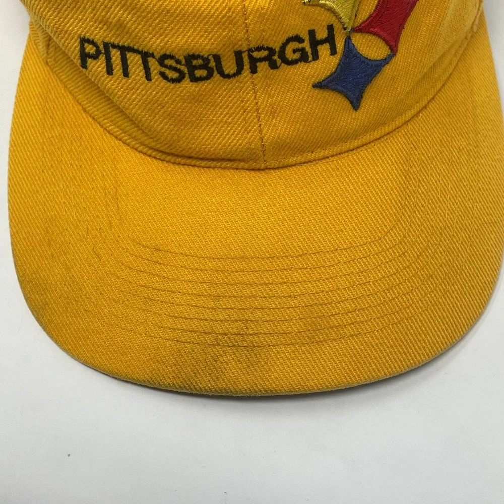 Vintage Pittsburgh Steelers Hat Gold Strapback NFL Football Cap Embroidered